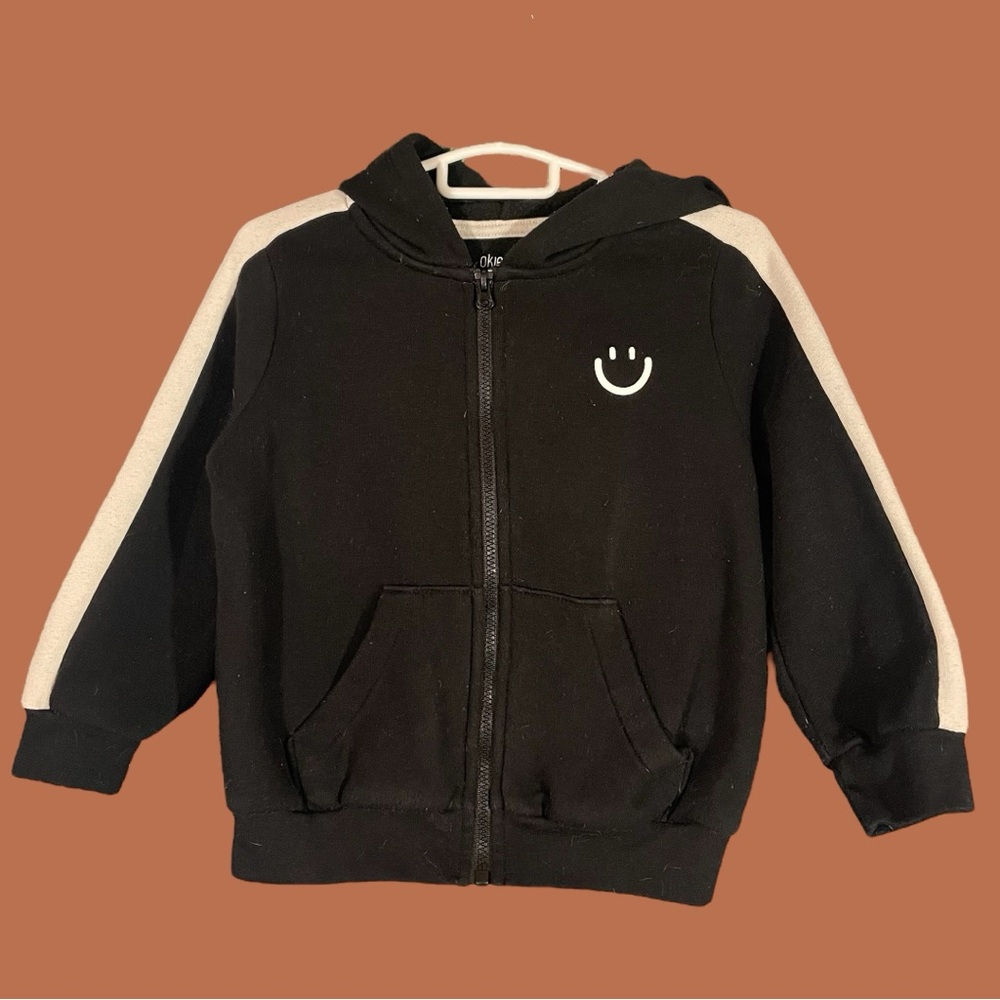Okie Dokie Boys Black Fleece Zipper Hoodie Size 2T